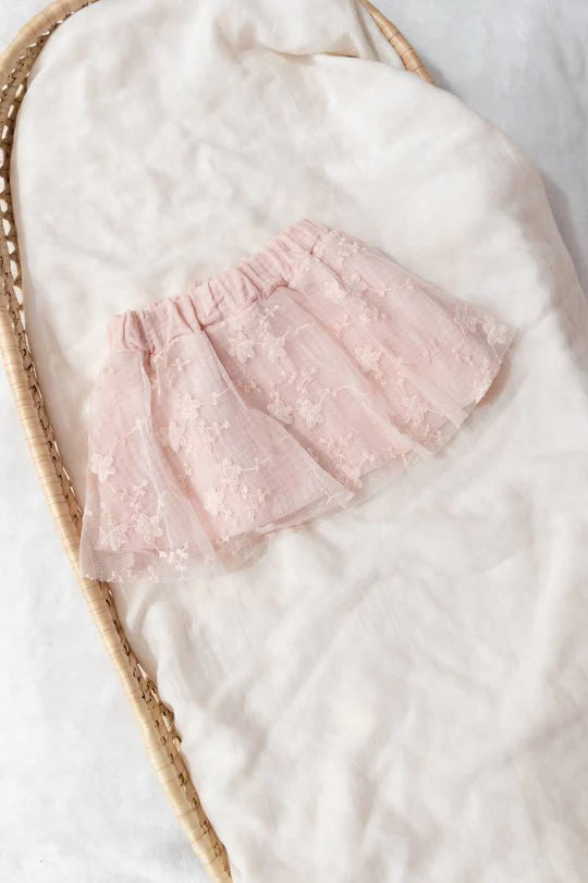 Gonna con embroidery - Water Pink