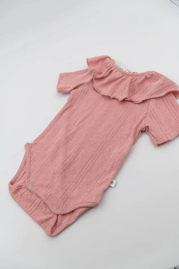 Body con collo volant - Rosa Scuro