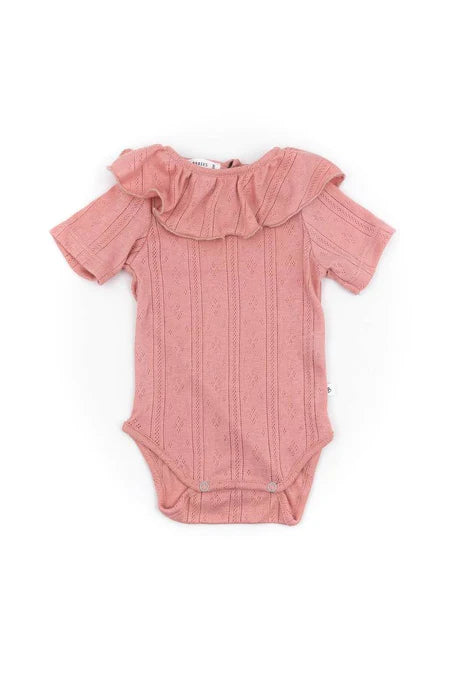 Body con collo volant - Rosa Scuro
