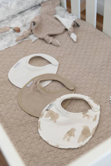Set Bavaglini 3 pezzi - Bibsset - Bianco, Sabbia, Orso