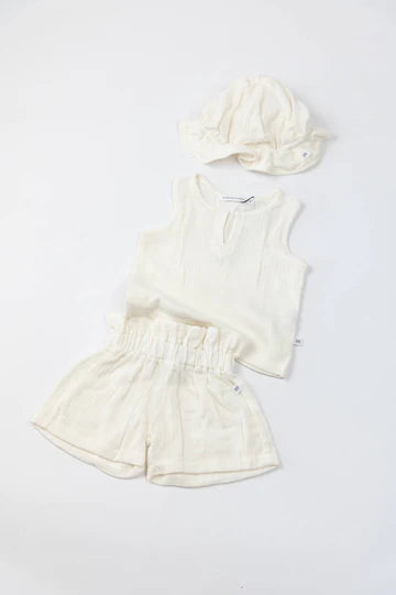Top smanicato Muslin - Bianco