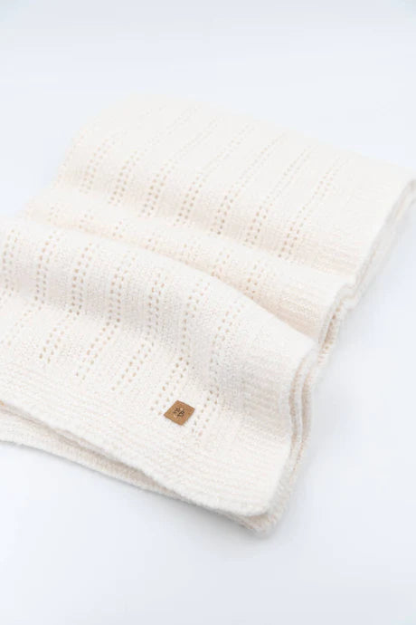 Copertina in lana cable 74*100 - Bianco