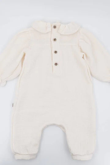 Tutina con collo volant - Offwhite