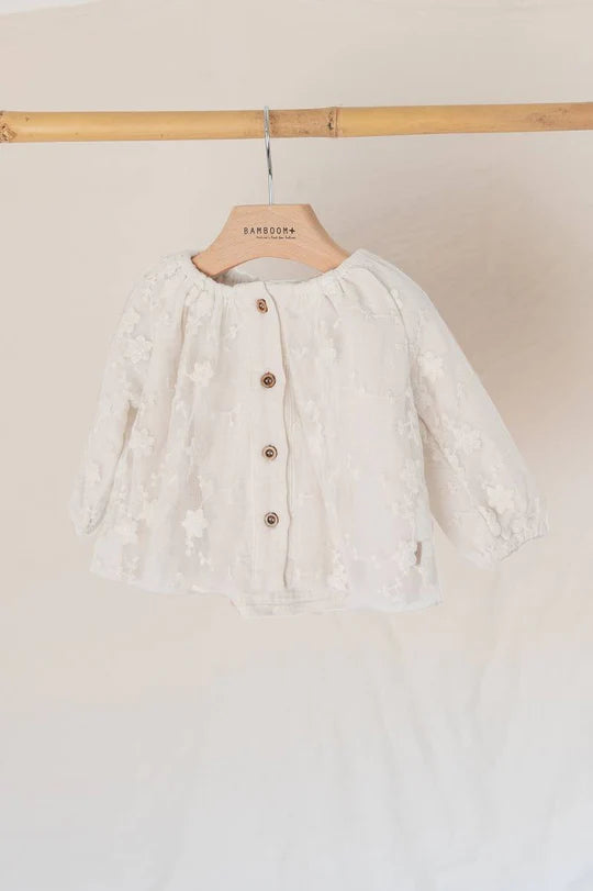 Blusa con apertura davanti Embrodery - Offwhite