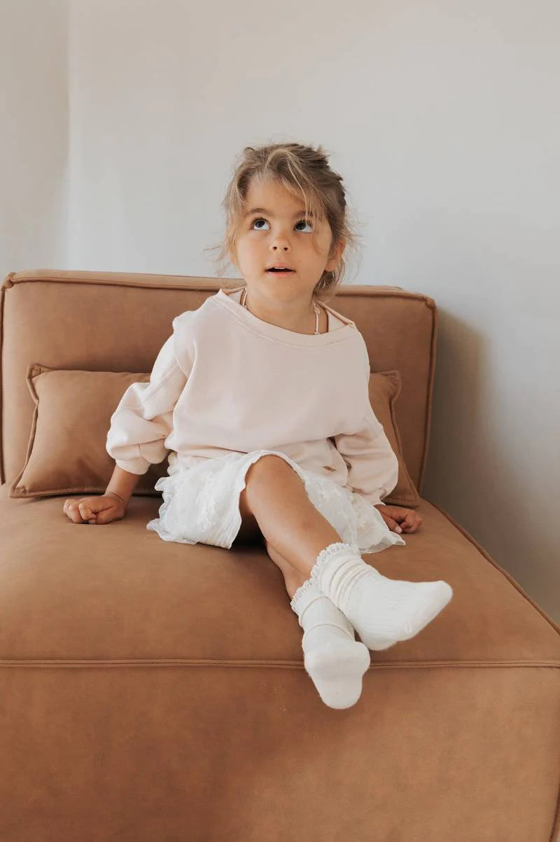 Maglia tuta off-shoulder bimba - Water Pink