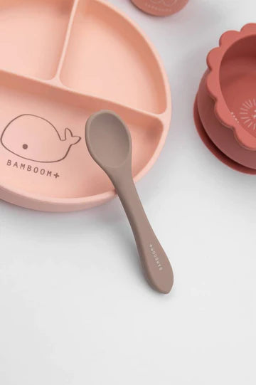 Set Bimbo in Silicone ( piatto, scodella, cucchiaio, bicchiere) - PINK
