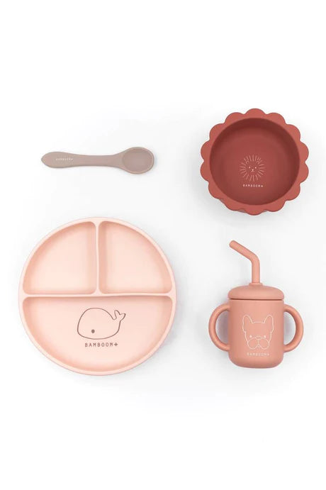 Set Bimbo in Silicone ( piatto, scodella, cucchiaio, bicchiere) - PINK