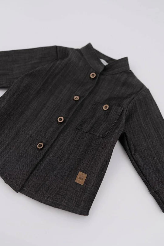 Camicia collo Coreano - Dark Grey