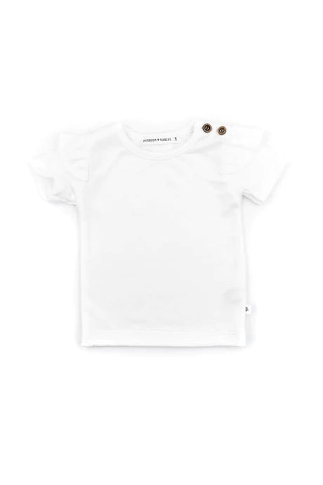 Shirt maniche corte con spalle volant - Bianco