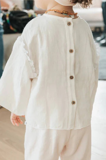 Shirt con maniche farfalla - Bianco
