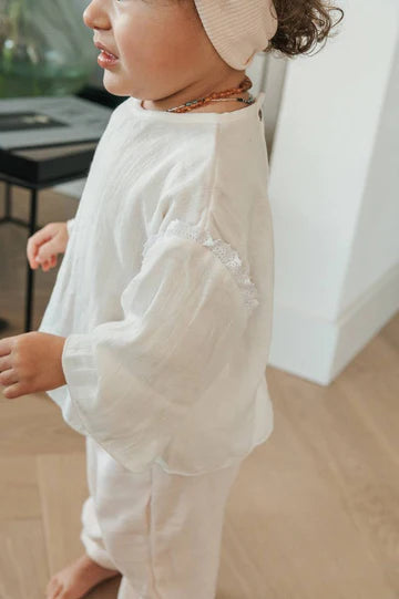 Shirt con maniche farfalla - Bianco