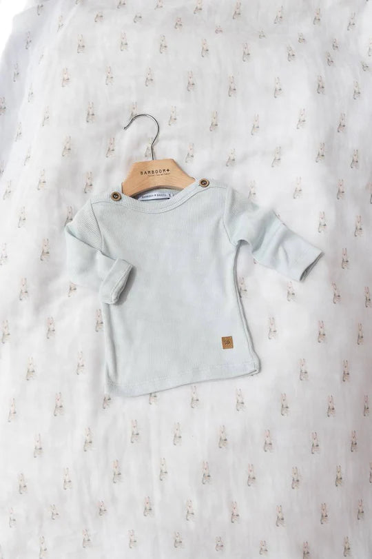 T-shirt con bottoncini - Water Blue